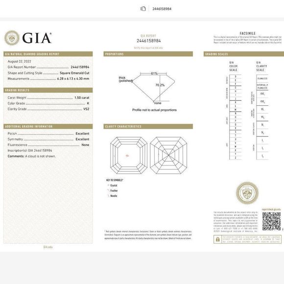 Asscher Cut 1.50ct K VS2 Natural GIA Certified Loose Diamond - Picture 4 of 4